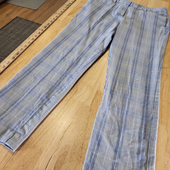 41 Hawthorn Gray Plaid Straight Pants Cotton Viscos Size 8 - Picture 2 of 15